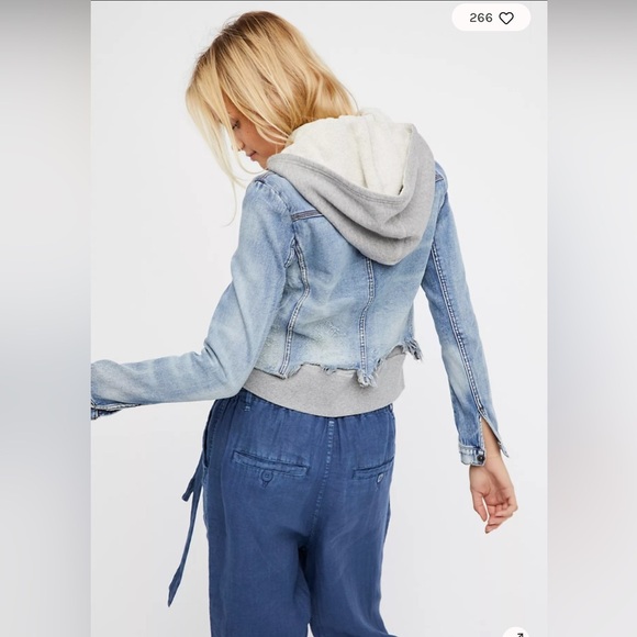 Free people Double Weave Denim Jacket in Vintage wash size L - Picture 3 of 9